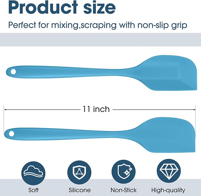 Irenare 30 Pcs Silicone Spatulas 11 Inch Large Rubber Spatulas Heat Resistant Non Stick Flexible Scrapers Seamless One Piece Design Cooking Baking Mixing Tool Cookware Dishwasher Safe, 6 Colors - Image 2