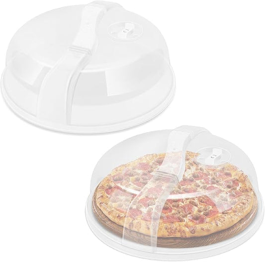 Flexzion 2 Pack 10.5 Inch Microwave Splatter Cover - BPA-Free Anti-Splatter Microwave Cover with Adjustable Steam Vent, Dishwasher Safe, Transparent Plastic Food Covers for Microwave Cooking