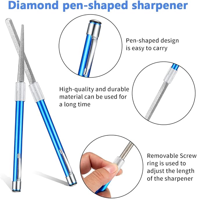 Wolfride 2Pcs Serrated Knife Sharpener, Retractable Diamond Sharpening Rod Multifunctional Knife Sharpening Tool for Outdoor Kitchen Fishing Hunting - Image 4