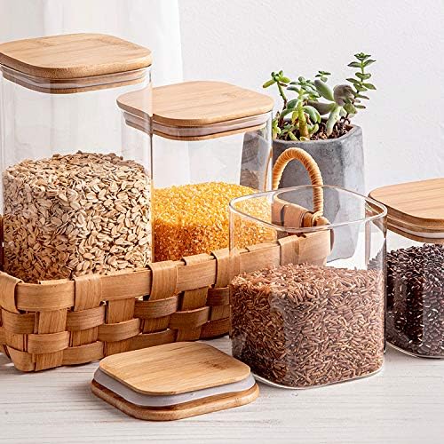 Tzerotone 10 Pcs Glass Spice Jars - 8oz Empty Square Spice Storage Containers With Bamboo Airtight Lid and Labels - Thicken Small Glass canister for Kitchen Seasoning,Coffee Bean,Tea,Suger,Herbs - Image 7