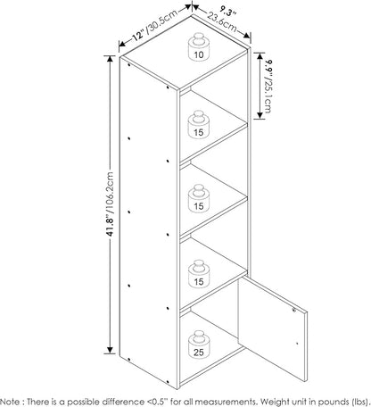 Furinno Luder Shelf Bookcase with 1 Door Storage Cabinet, Blackwood - Image 3