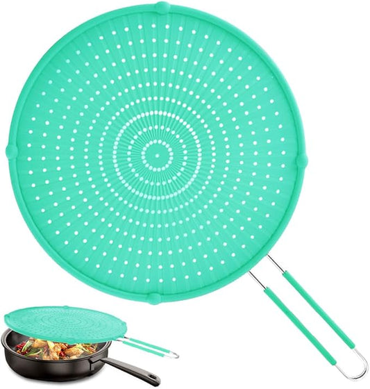 Splatter Screen for Frying Pan, Grease Splatter Guard, Heat-Resistant Splatter Guards for Frying, Silicone Splatter Guard for Everyday Cooking, Dishwasher Safe, Green （16in×12in×0.5in) by Apidgrowth