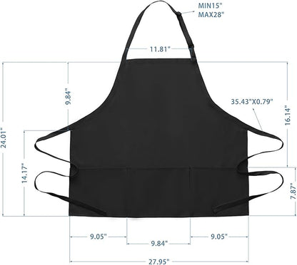 BOHARERS Kitchen Cooking Apron Unisex Adjustable chef apron with 3 pockets,1 Pack Black