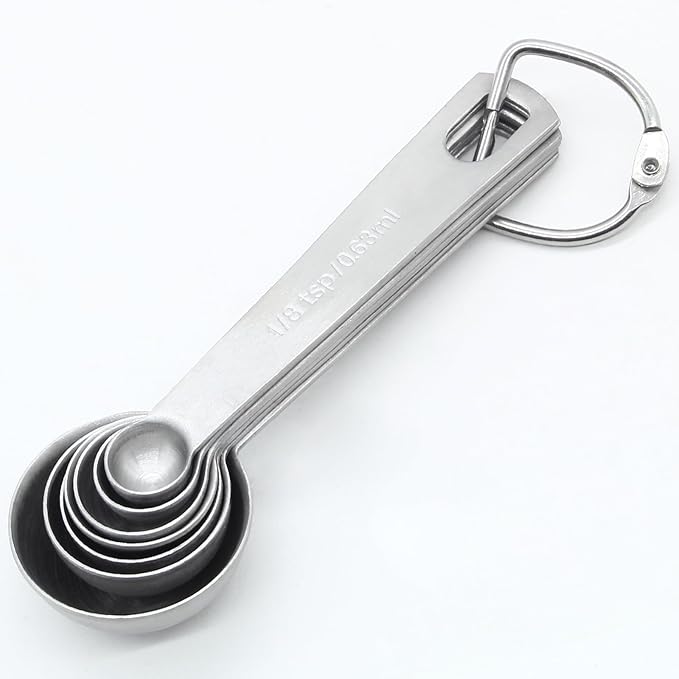 Luomorgo 7 Pcs/Set Measuring Spoons Set, Stainless Steel Measuring Spoons & Tablespoons, 1/8 tsp, 1/4 tsp, 1/2 tsp, 3/4 tsp, 1 tsp, 1/2 tbsp, 1 tbsp for Measuring Dry and Liquid Ingredients - Image 5