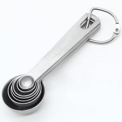 Luomorgo 7 Pcs/Set Measuring Spoons Set, Stainless Steel Measuring Spoons & Tablespoons, 1/8 tsp, 1/4 tsp, 1/2 tsp, 3/4 tsp, 1 tsp, 1/2 tbsp, 1 tbsp for Measuring Dry and Liquid Ingredients - Image 5