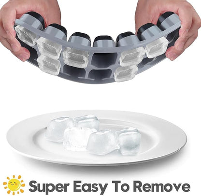Silicone Ice Cube Tray, 8 Pack Easy-Release & Flexible 14-Ice Cube Trays with Spill-Resistant Removable Lid, Stackable Ice Trays with Covers for Freezer, Cocktail (4 Black+ 4 Grey) - Image 3