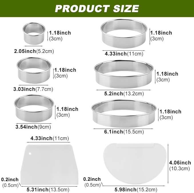 6PCS Round Cookie Cutters Set,Stainless Steel Biscuit Cutters For Baking,Round Cookie Biscuit Cutter in Graduated Sizes Shape Mol ds for Pastries Doughs Doughnuts(Silver,Size:2, 3, 3.5, 4, 5, 6 Inch)