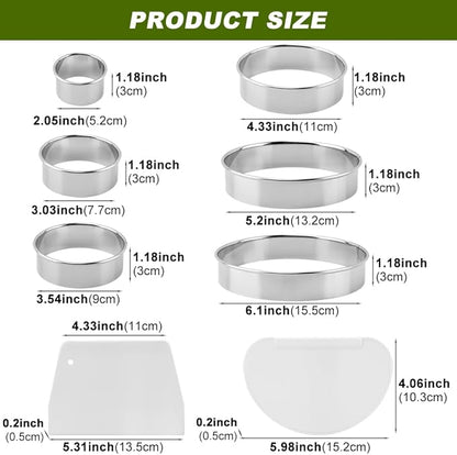 6PCS Round Cookie Cutters Set,Stainless Steel Biscuit Cutters For Baking,Round Cookie Biscuit Cutter in Graduated Sizes Shape Mol ds for Pastries Doughs Doughnuts(Silver,Size:2, 3, 3.5, 4, 5, 6 Inch)