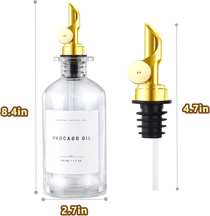 Olive Oil Dispenser Bottle with Bamboo Tray, Metal Pour Spout, Coffee Syrup & Cooking Oil Dispenser for Kitchen - Image 4