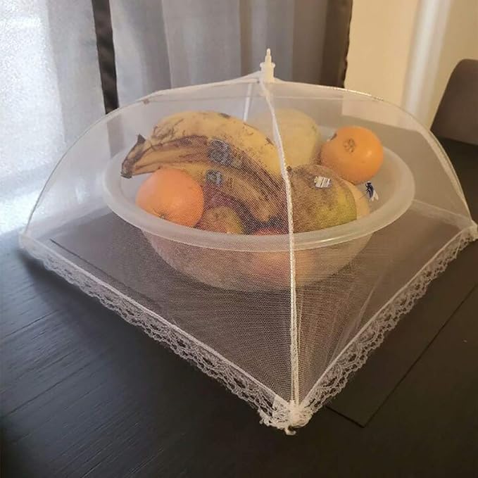 2 Pack Pop-Up Mesh Food Covers, 17 Inches Umbrella-Style Folding Mesh Food Cover Picnic Dome, Food Protector Tent Keep Out Flies, Bugs, Mosquitoes