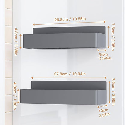 Mystozer Magnetic Spice Rack for Refrigerator, Kitchen Organizer and Storage Shelf, Grey(2 Pack) - Image 2