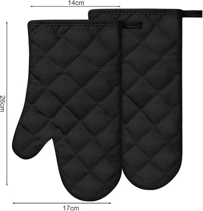 AUAUY 1 Pair Oven Mitts, Heat Resistant BBQ Gloves-Oven Mitts with Recycled Infill Cotton Non-Slip Cooking Gloves for BBQ Kitchen Baking Cooking - Black - Image 8