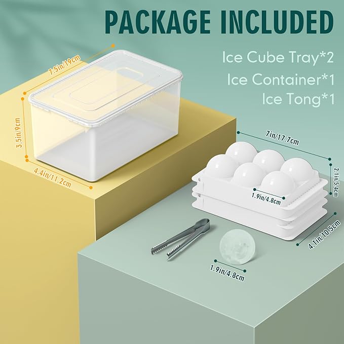 WIBIMEN Large Ice Cube Molds, Big Round Whiskey Ice Cube Trays for Freezer, Easy to Fill & Release, Whiskey Bourbon Cocktail(1.9In*6 Balls- White/2 Pack) - Image 4