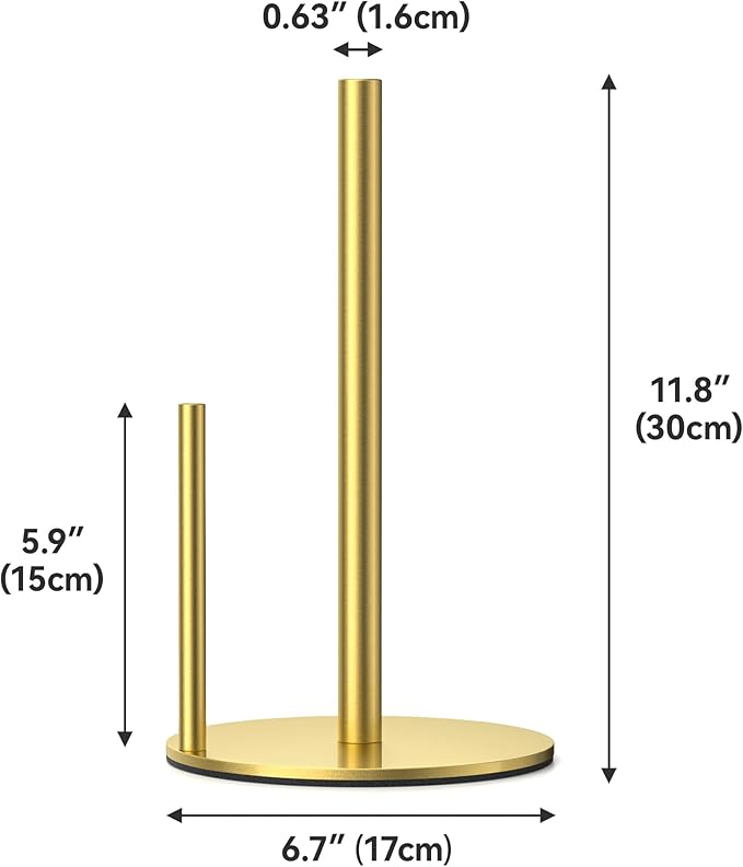 Paper Towel Holder Countertop, Stainless Steel, Gold, for Kitchen, Pantry, RV - Image 5