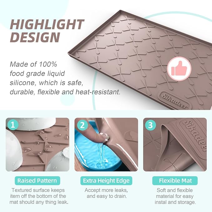 SIKADEER 37" x 22" Under Sink Mat Waterproof, Silicone Mat Kitchen Drawer Shelf and Cabinet Liner, Sink Protector for Kitchen Organizers and Storage, Boot Tray Pet Food Mats - Image 5
