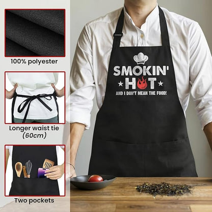 SANDJEST Funny Mens Aprons with Pockets for BBQ Grilling Cooking Grandpa Husband Apron for Birthday Christmas Father's Day