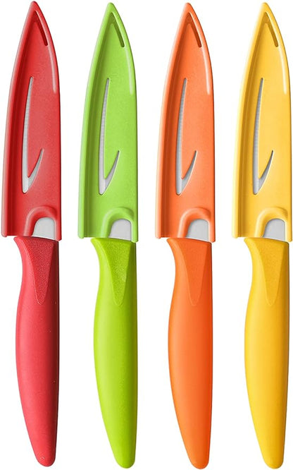VITUER Paring knife, 4PCS Paring knives (4 Knives and 4 Knife cover), 4 Inch Peeling Fruit and Vegetable Knife, Ultra Sharp Kitchen Knives, German Steel, PP Plastic Handle by VITUER
