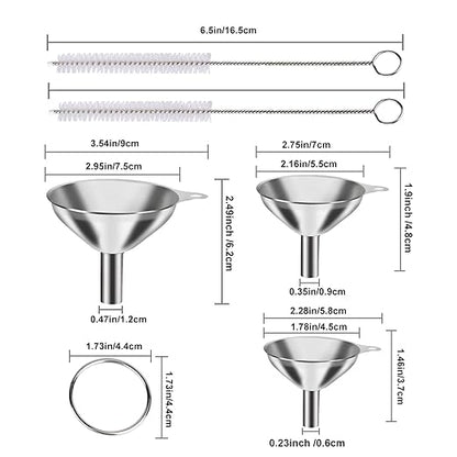 Metal Stainless Steel Funnel, Large Medium Small Funnel Set of 3, Food Grade Mini Funnels for Kitchen Use Filling Bottles Flask Cooking, 2 Brushes YLYL - Image 2