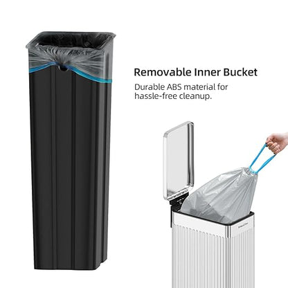 Soft-Close Trash Can with lid，8 Gallon/30L Anti-Fingerprint Stainless Steel Garbage Can with Foot Pedal for Kitchen - Image 6