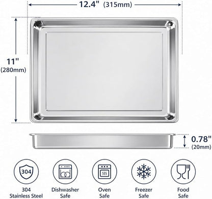 Univen Stainless Steel Baking Tray Pan Compatible with Cuisinart Airfryer Oven TOA-60 TOA-65 TOA-70 Dishwasher-Safe 304 Stainless Steel