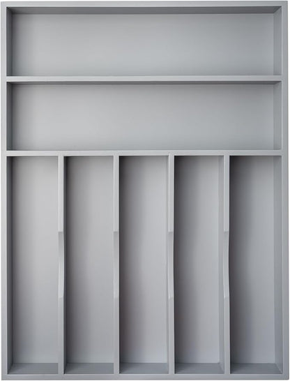 Besilord Silverware Organizer 13 Inch Gray Bamboo Kitchen Drawer Organizer 7 Slots Utensil Organizer Silverware Holder Cutlery Organizer Flatware Tray (Large) by Besilord