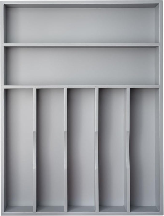 Besilord Silverware Organizer 13 Inch Gray Bamboo Kitchen Drawer Organizer 7 Slots Utensil Organizer Silverware Holder Cutlery Organizer Flatware Tray (Large) by Besilord