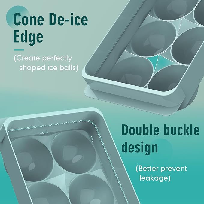 WIBIMEN Large Ice Cube Molds, Big Round Whiskey Ice Cube Trays for Freezer, Easy to Fill & Release, Whiskey Bourbon Cocktail(1.9In*6 Balls- Blue/1 Pack) - Image 6