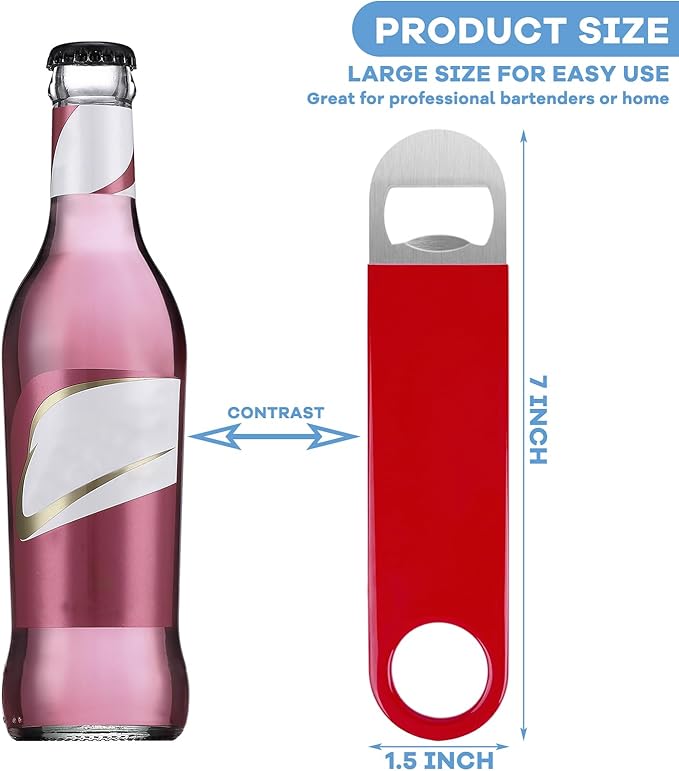 KTOJOY 3 Pack Bottle Openers,Beer Bottle Openers, Speed Openers, Stainless Steel Flat Bottle Opener with Exquisite Packaging, for Kitchen, Bar or Restaurant 7 inches Red, Black, Blue - Image 2