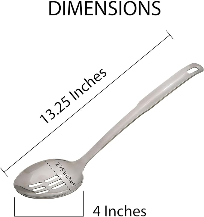 HIC Kitchen Slotted Serving Spoon with Long Handle, 18/8 Stainless Steel, 12.5-Inch