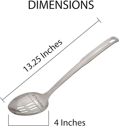 HIC Kitchen Slotted Serving Spoon with Long Handle, 18/8 Stainless Steel, 12.5-Inch
