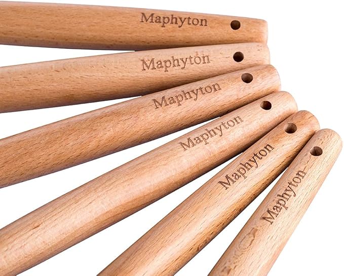 Mapthon Silicone Cooking Kitchen Utensils Set 6 PCS with Wooden Handle for Non-Sticker Cookware Heat-Resistant Kitchen Gadgets Serving Spoons, Slotted Turner, Spatula, Spaghetti Server(Grey)