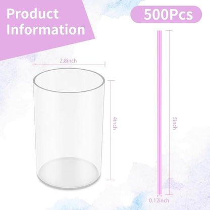 500 Pcs Lavender Purple Coffee Stir Sticks Set Lilac Purple Cocktail Straws Acrylic Stir Stick Holder Coffee Stirrers Holder Bar Straws Drink Stirrers for Coffee Bar Party Supplies Kitchen 2.7*4 Inch - Image 2