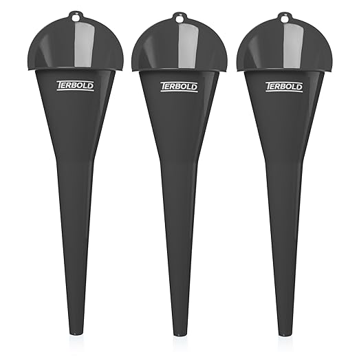 Oil Funnel 3-Pack | 11" Long Nesting Plastic Funnels for Automotive Use, Oil Change, Gas, Car Transmission, Kitchen Use, Filling Small Bottles (Grey)