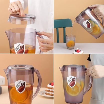 HOMQUEN Plastic Pitcher, 60 Oz/1.8L Water Carafe with Lid, Iced Tea Pitcher, Jar Pitcher, Jug with Handle for Tea, Juices, Milk, Cold or Hot Beverages (1 Pack/Gray) - Image 6