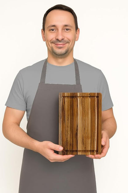 Teakhaus Cutting Board - Small (S) Wood Cutting Board with Juice Groove (14”L x 10”W) Holiday Gift Ideas for Men and Women - Gift-Ready, Thin, Lightweight, Reversible, Knife Friendly - FSC Certified - Image 4
