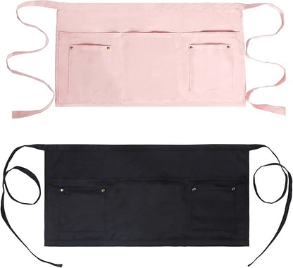 Server Apron with 5 Pockets - Rivet buckle Unisex Short/Half Waiter Waist Short Apron