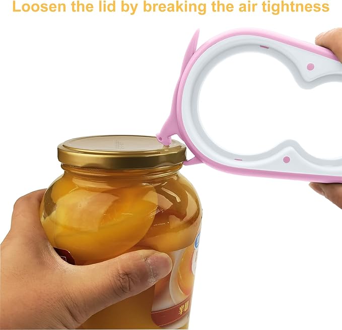 Otstar Jar Opener Bottle Opener and Can Opener for Weak hands, Seniors with Arthritis and Anyone with Low Strength, Mutil Jar Opener Get Lids Off Easily (Pink) - Image 4