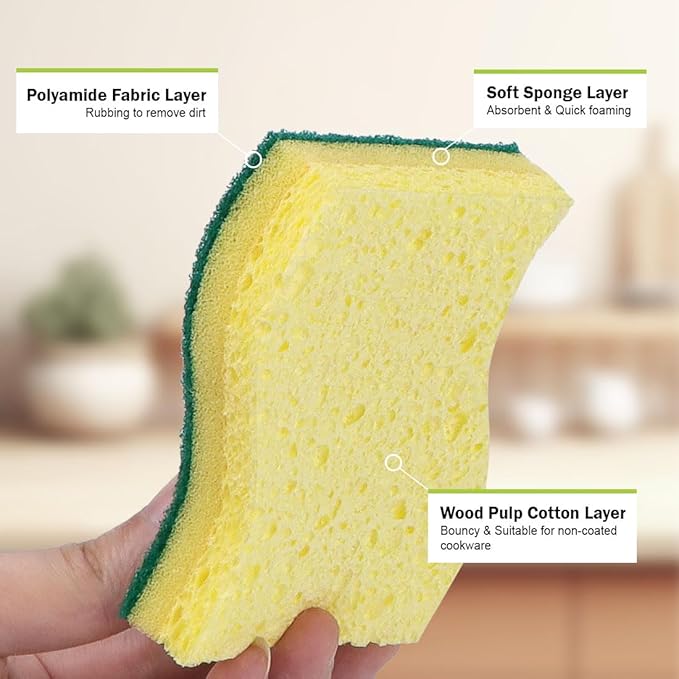 AIDEA Heavy-Duty Scrub Sponges, 24Count, Sponge for Non-Coated Cookware, Kitchen Sponges for Dishes, Scrubbing Power for Tough Messes, Cleaning Sponge for Kitchen, Bathroom, Household - Image 3