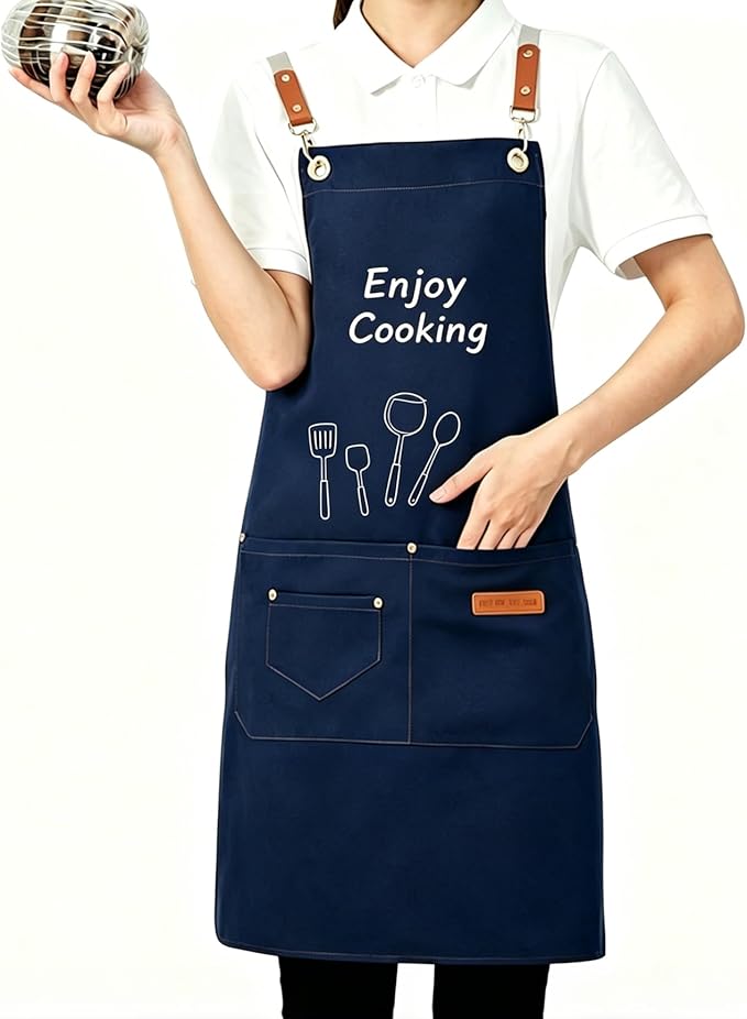 Taidven 2 Pack Apron - Unisex, Adjustable Bib Kitchen Apron, Cooking Apron, Aprons for Women Men with Pockets, Chef Aprons