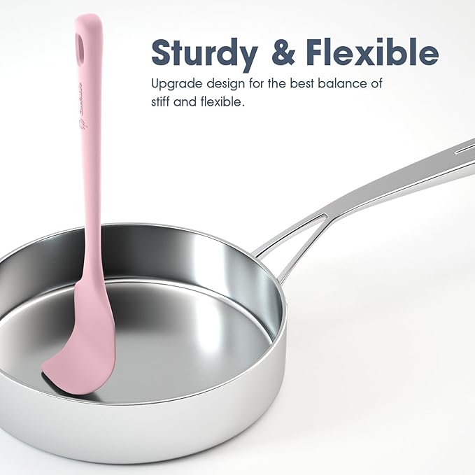 ChefAide 5 Pieces Silicone Spatula Set, Food Grade Rubber Spatula, Upgrade Strong Handle with Ergonomic Grip, Heat Resistant Up to 600°F for Nonstick Cookware, Cooking - Image 5