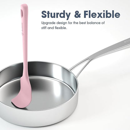 ChefAide 5 Pieces Silicone Spatula Set, Food Grade Rubber Spatula, Upgrade Strong Handle with Ergonomic Grip, Heat Resistant Up to 600°F for Nonstick Cookware, Cooking - Image 5