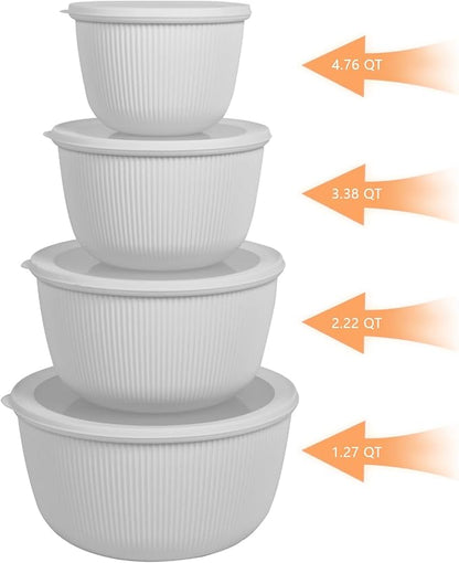BoxedHome Nesting Plastic Mixing Bowls, BPA-Free Plastic, Microwave and Dishwasher Safe, Set of 4, 1.27/2.22/3.38/4.76quart, Grey - Image 8