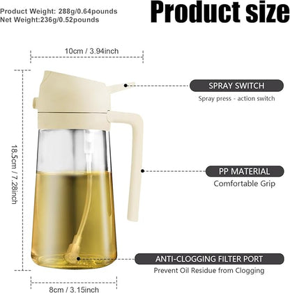 2 in 1 Glass Oil Sprayer & Dispenser,16oz/470ml Olive Cooking, Air Fryer, and Salad, for Kitchen Gadgets and Air Fryer Accessories, w/Stickers (White) - Image 7