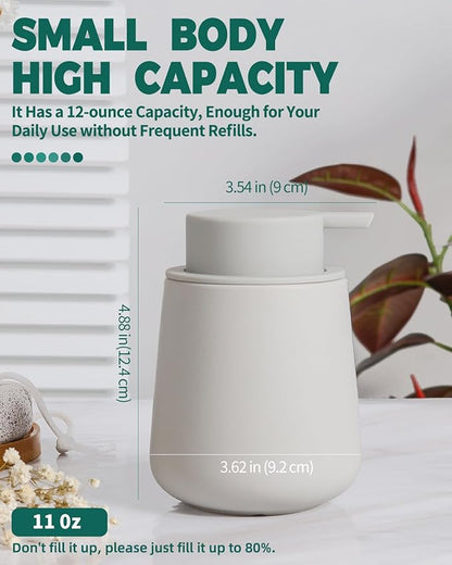 Bosilunlife Ceramic Foaming Soap Dispenser - 12Oz Bathroom Countertop Kitchen Dish Soap Pump Dispenser Foam Soap Dispenser - Matte Light Grey
