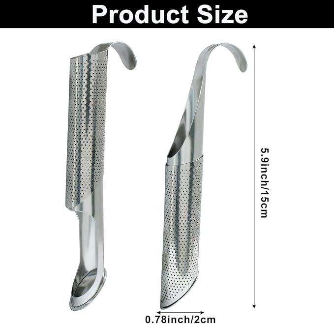 Waziaqoc 2 PCS Stainless Steel Tea Diffuser, Extra Fine Mesh Tea Strainer for Loose Tea, Long Handle Tea Steeper for Tea, Coffee, Seasonings, Spices