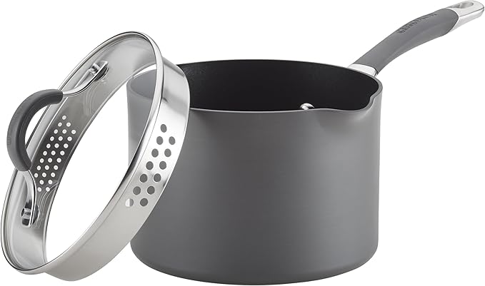 Circulon Radiance Hard-Anodized Nonstick Saucepan, Durable Nonstick Cookware, Sauce Pan with Straining Lid, 3-Quart, Gray - Image 10