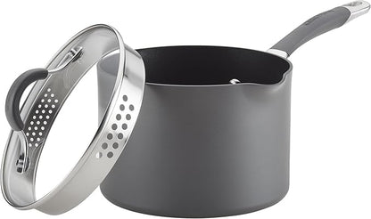 Circulon Radiance Hard-Anodized Nonstick Saucepan, Durable Nonstick Cookware, Sauce Pan with Straining Lid, 3-Quart, Gray - Image 10
