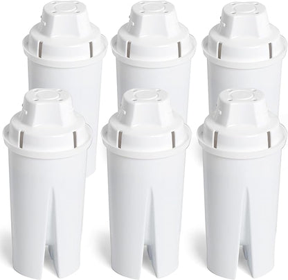 Amazon Basics Enhanced Replacement Water Filters for Pitchers, BPA-Free, WQA & NSF Certified, Compatible with Brita Pitchers & Drinking Water Filter Systems, 1 Year Supply, 6-Pack