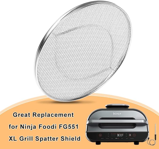 BYKITCHEN Stainless Steel Spatter Shield for Ninja Fg551 Foodi Smart XL Grill, Ninja XL Grill Accessories, Air Fryer Replacement Parts for Ninja 6 in 1 Smart Xl Indoor Grill