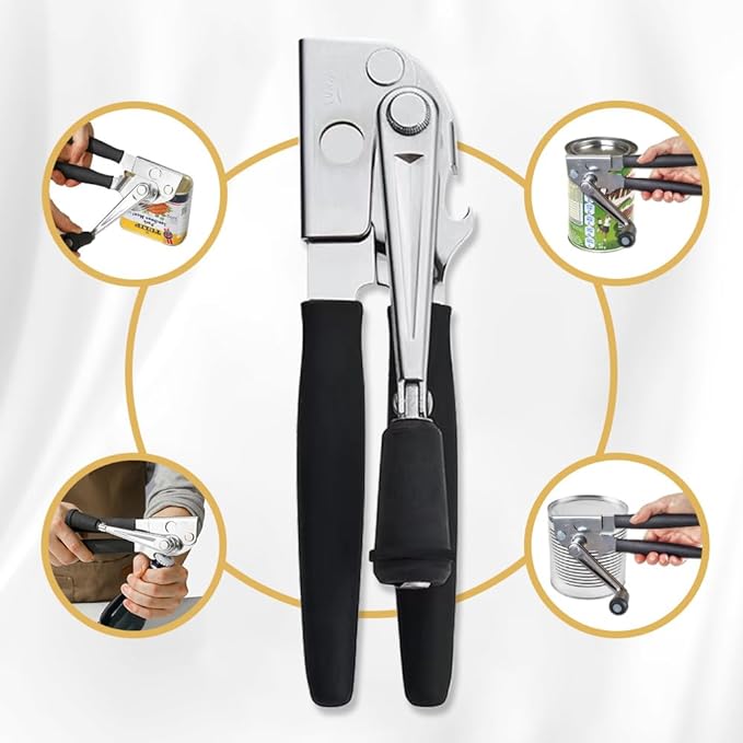 NUFR Crank Can Openers Manual,Heavy Duty Commercial Can Opener with Rubber-coated Long Handles - Image 3